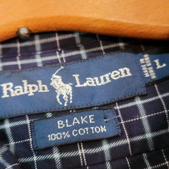 Vintage 90s Ralph Lauren Navy Blake Oxford Button Down, Large - Picture 7 of 8